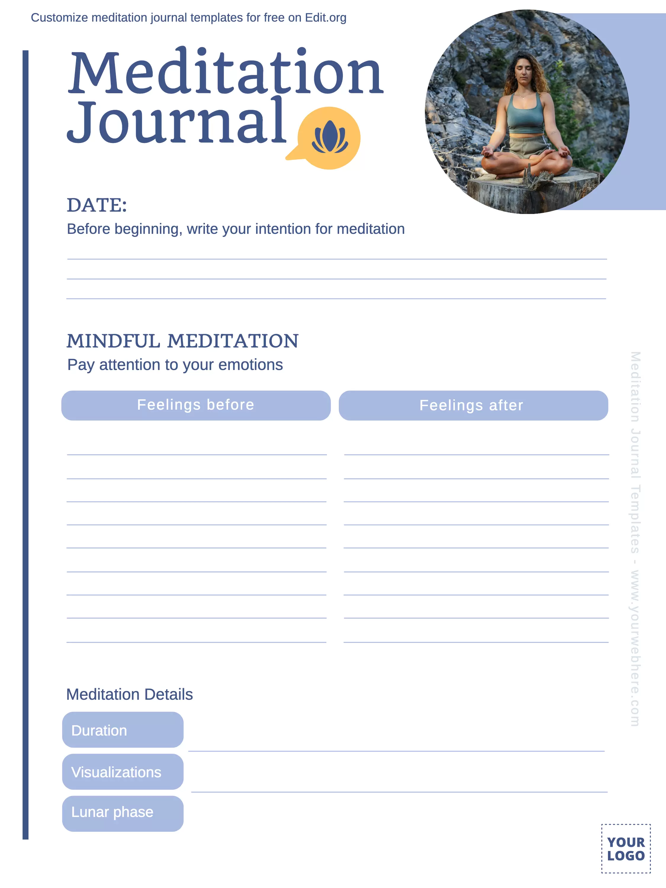Free Morning Meditations Journal template to print