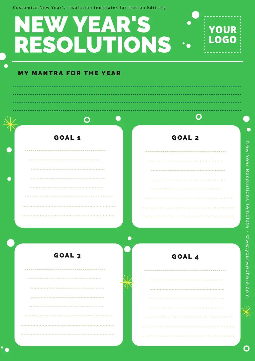 Free New Year's Resolution printable template