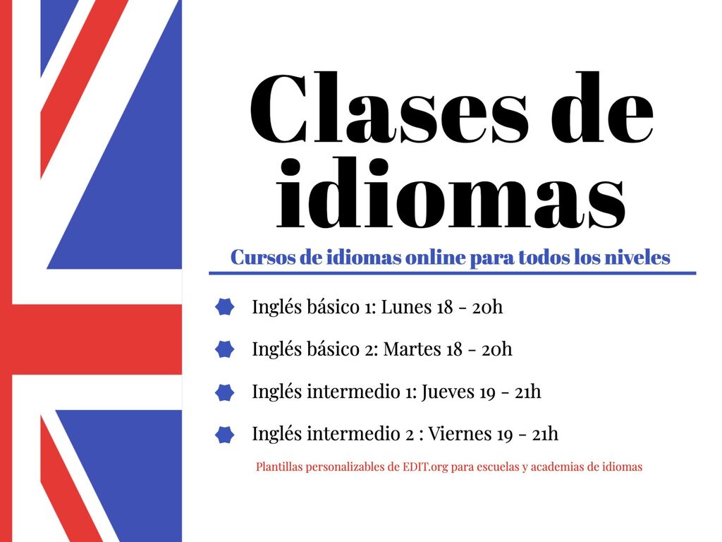 Designs para anúncios de aula e cursos de idiomas