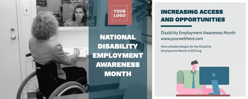 Editable banners on disability employment awareness