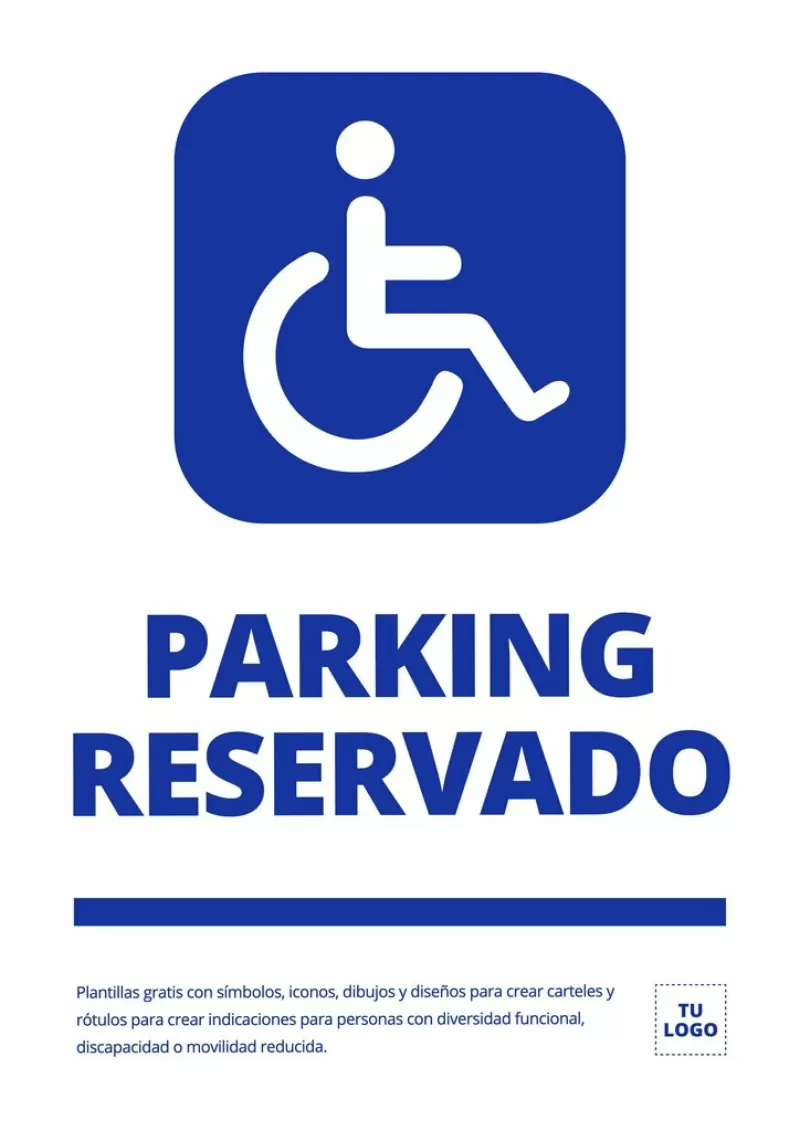 Rótulo para editar online para parking reservado para discapacitados en silla de ruedas