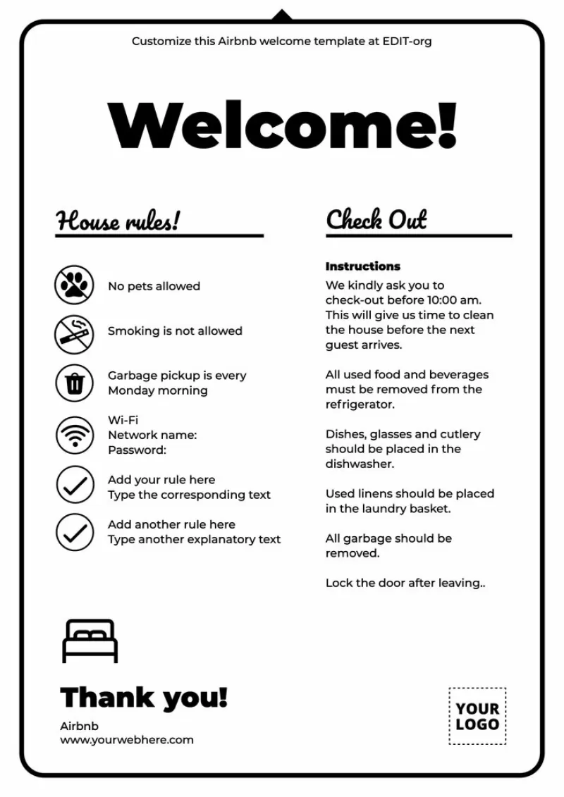 Editable Airbnb welcome template free