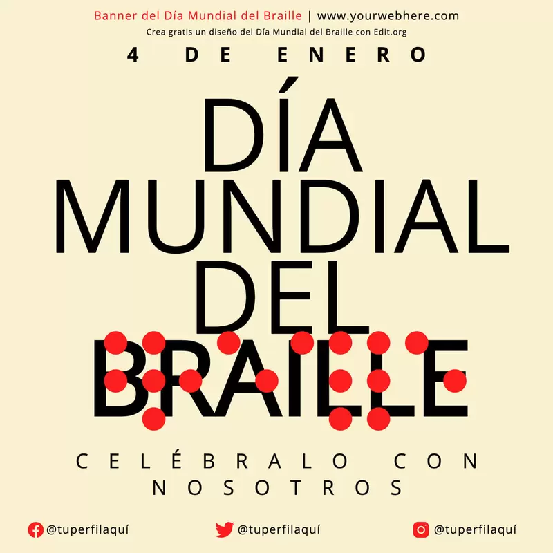 Plantilla del 4 de enero Día Mundial del Braille