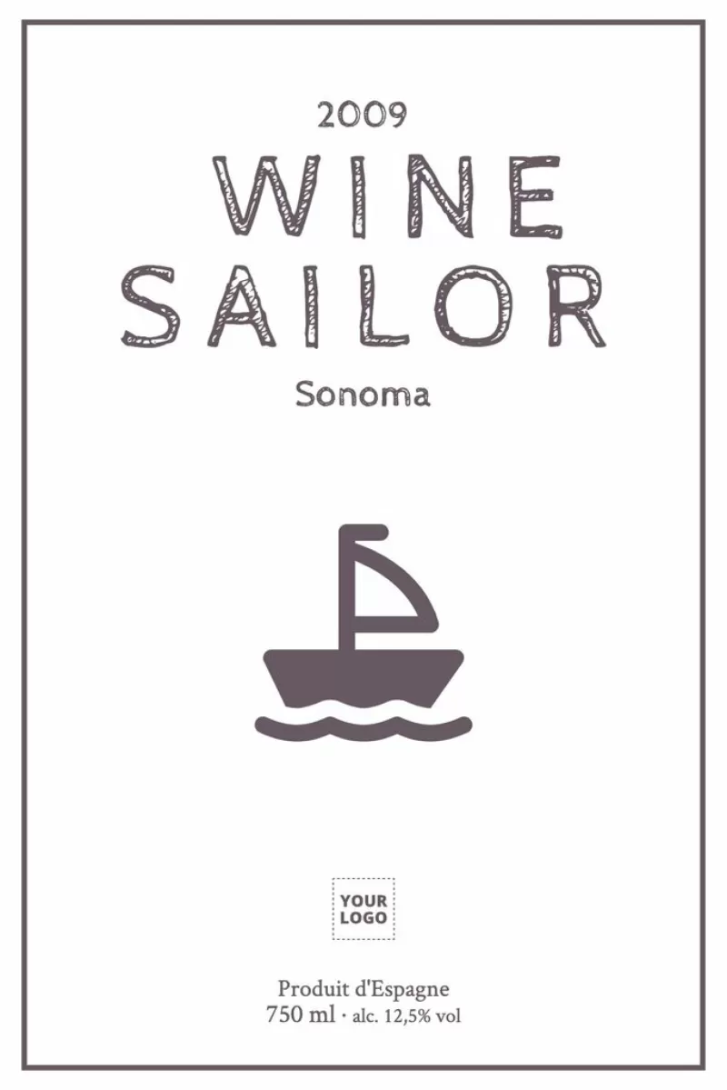 Design pour vin espagnol avec petit bateau et editable en ligne