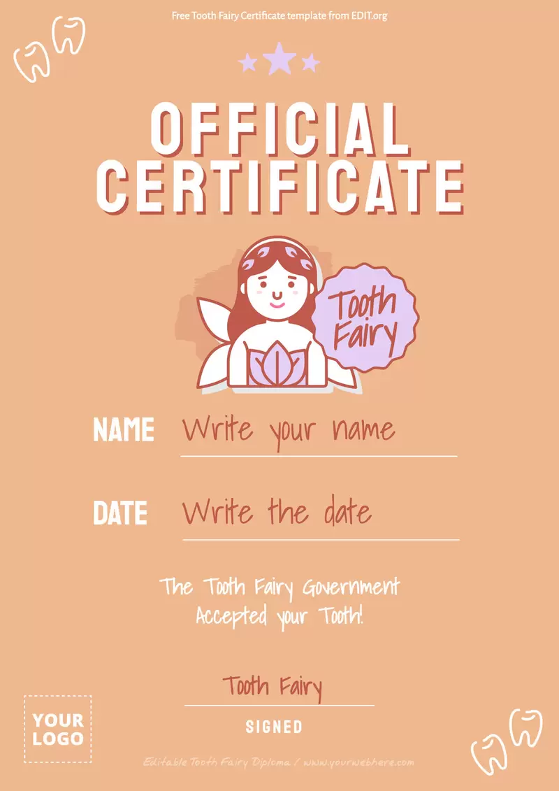 Printable 1st lost Tooth certificate to edit online