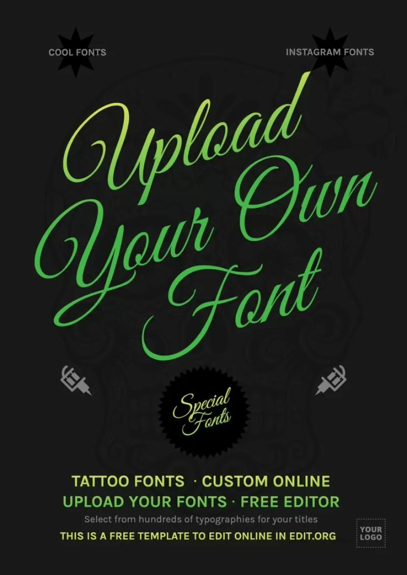 Upload your own fonts online to design with templates