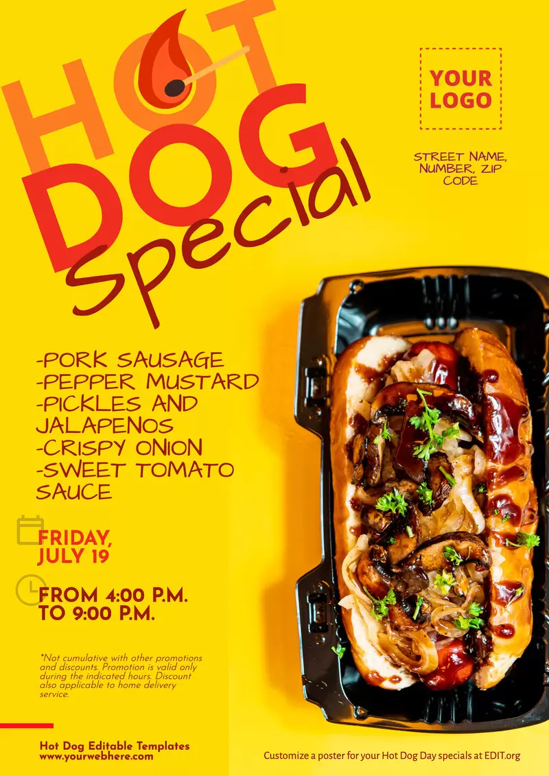 Free Hot Dog Day flyers to edit online