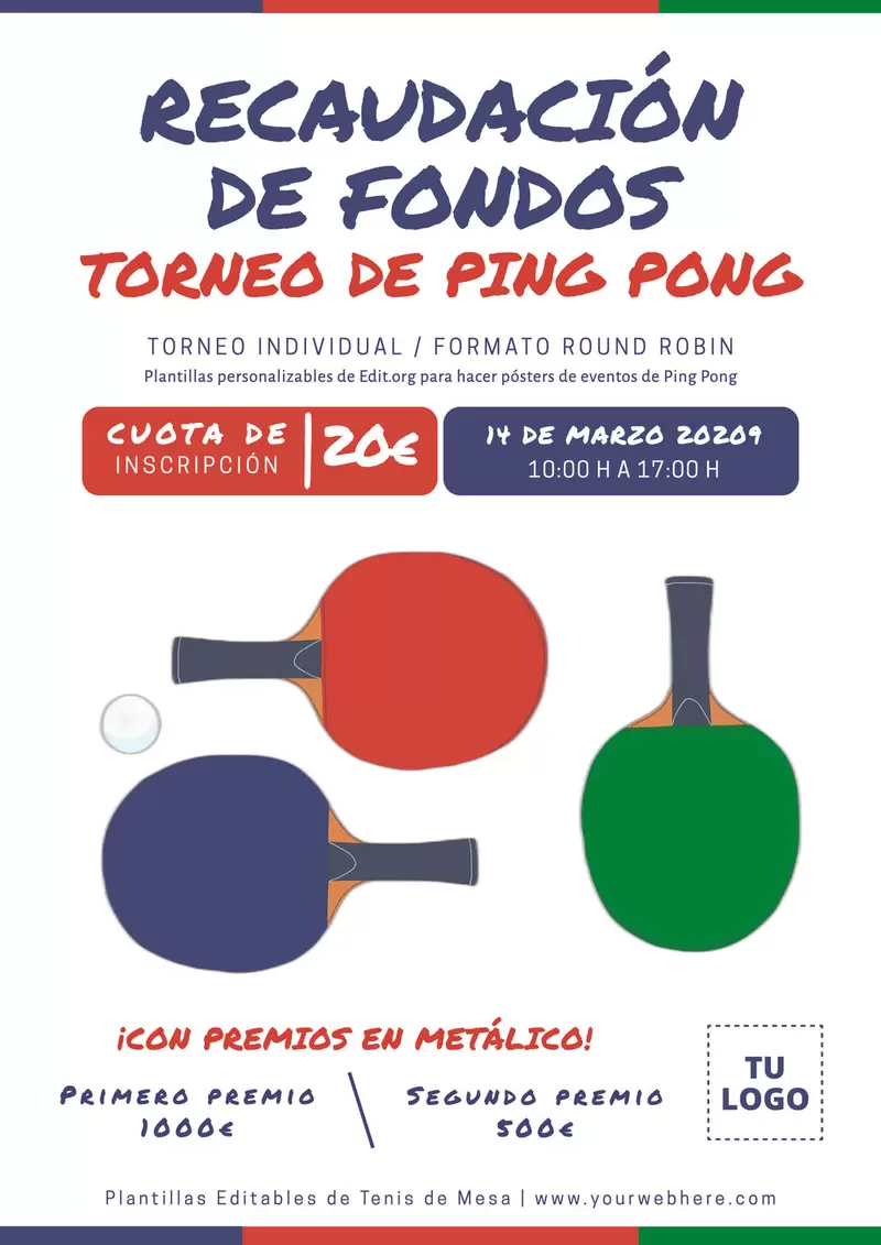 Flyer de Ping Pong para evento de recaudación de fondos