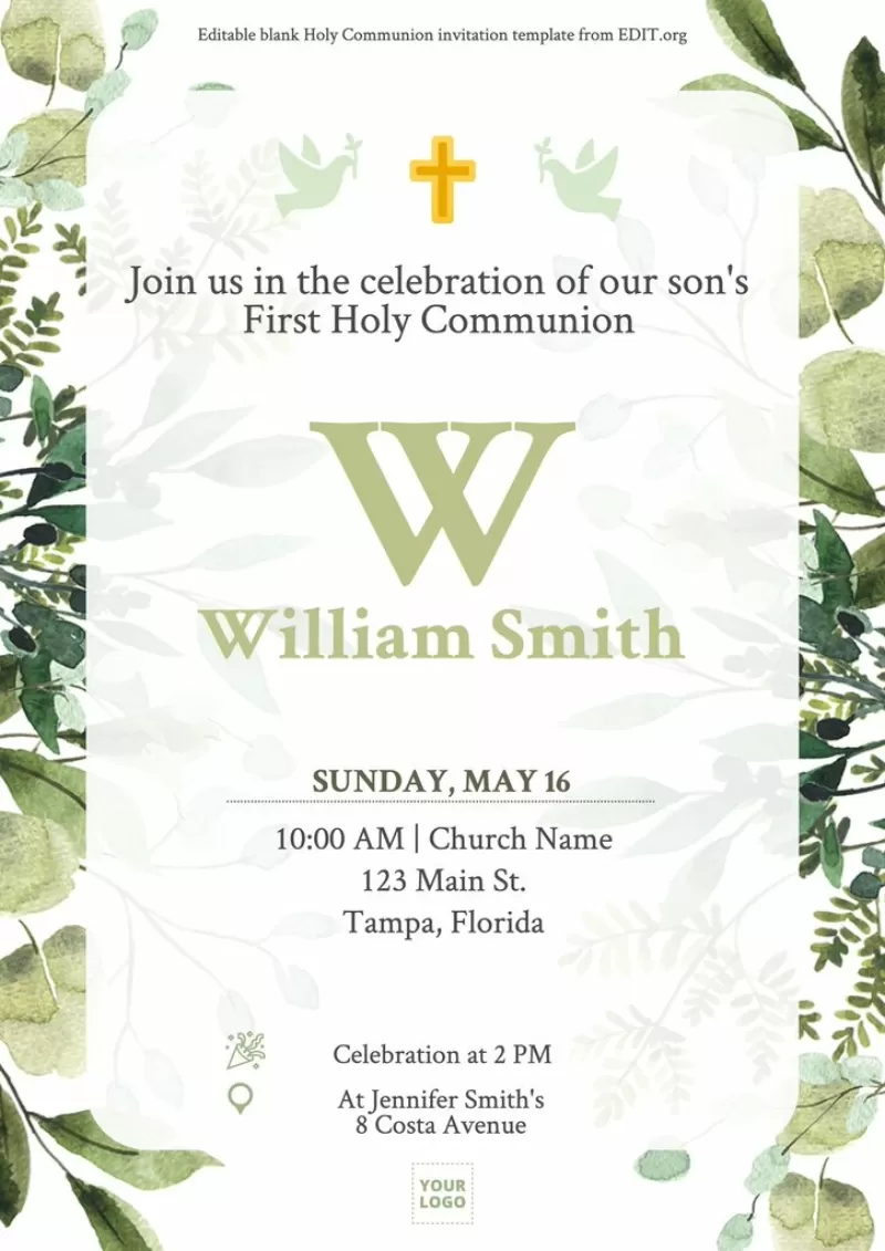 First Communion invitation Templates