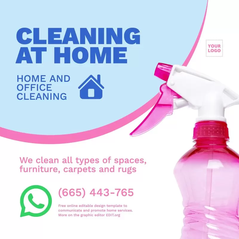 Modello di banner per i servizi di pulizia a domicilio, modificabile online