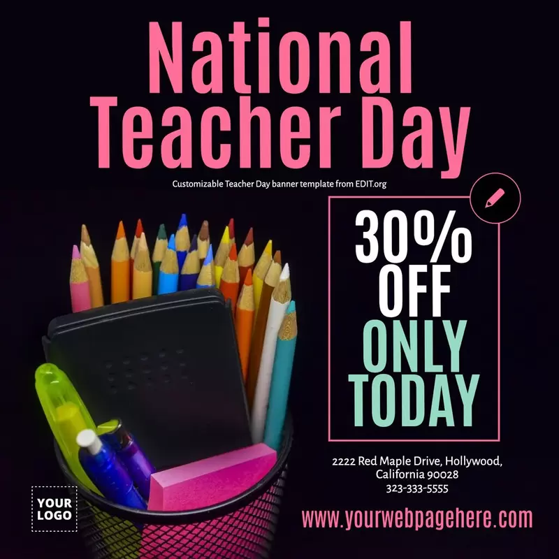 Editable Teacher Day poster for offers and discounts