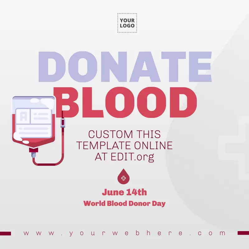Design di un modello per annunciare una campagna di donazione sangue, modificabile online