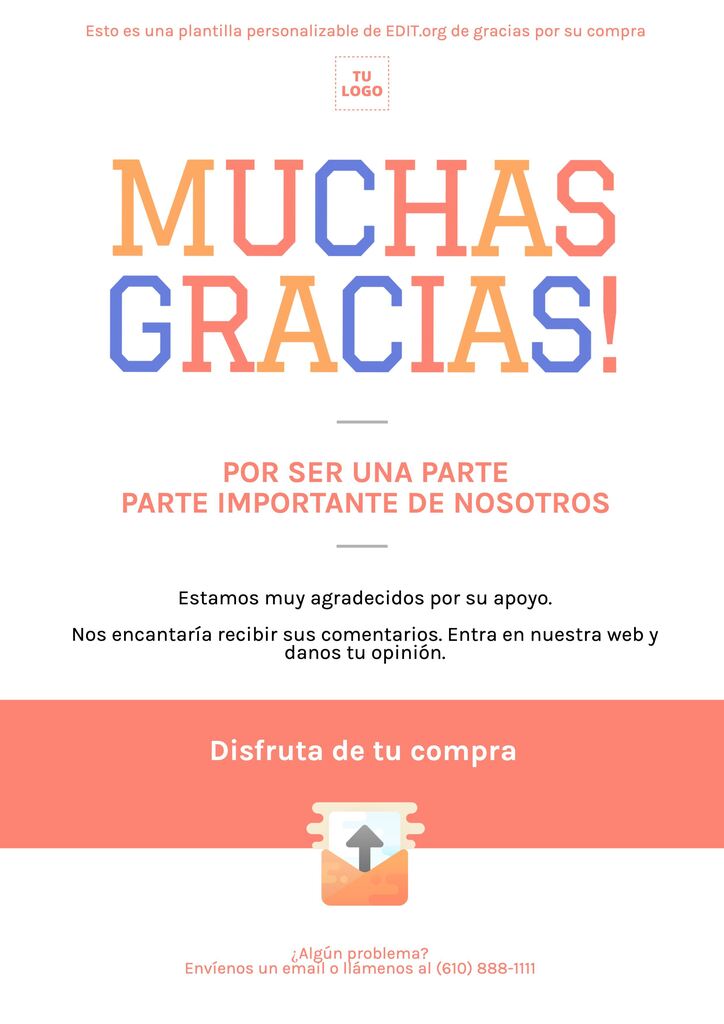 Carteles de gracias por tu compra personalizables online