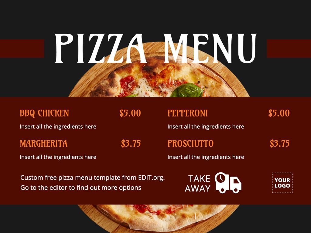 Online Customizable Pizza Menu Templates