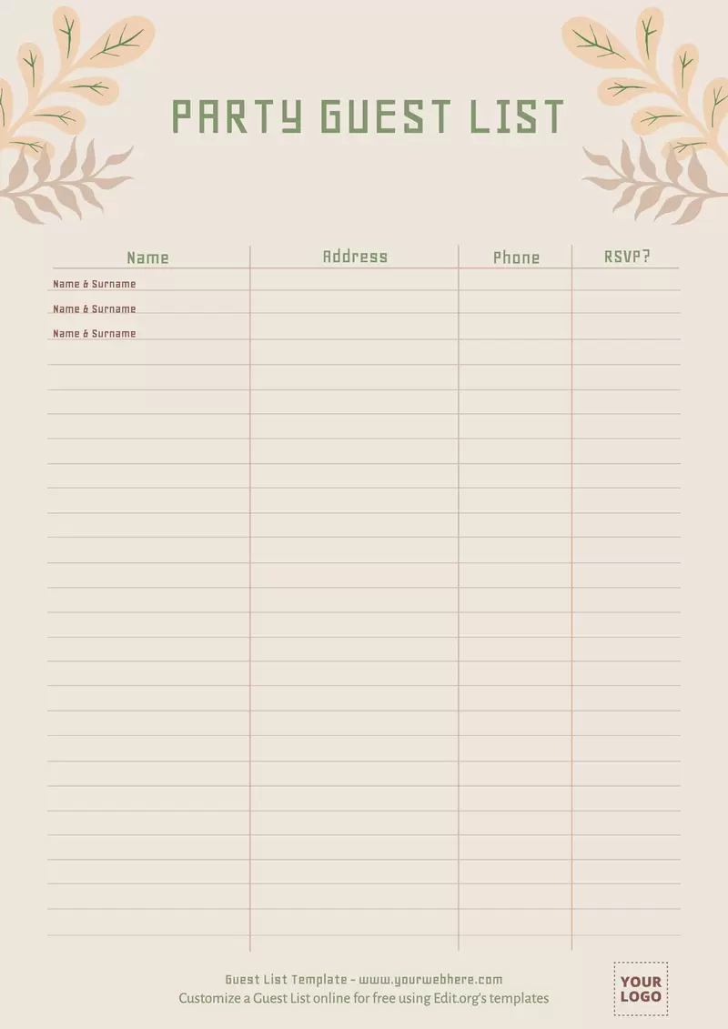 Free Guest List Templates to Customize