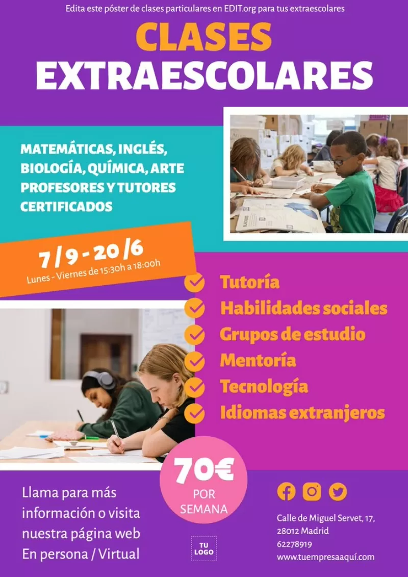 Carteles de clases regularización editables