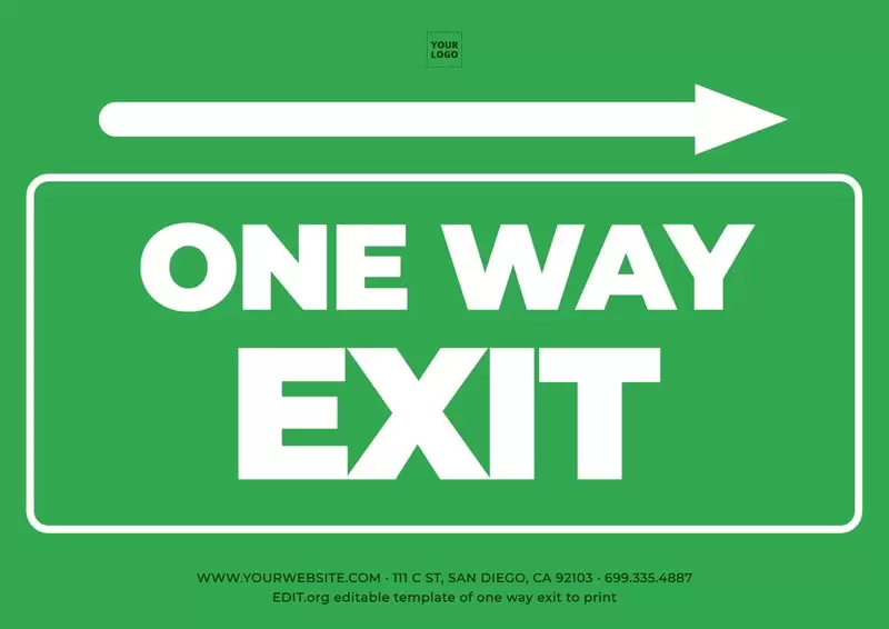 Customizable one way exit sign to print