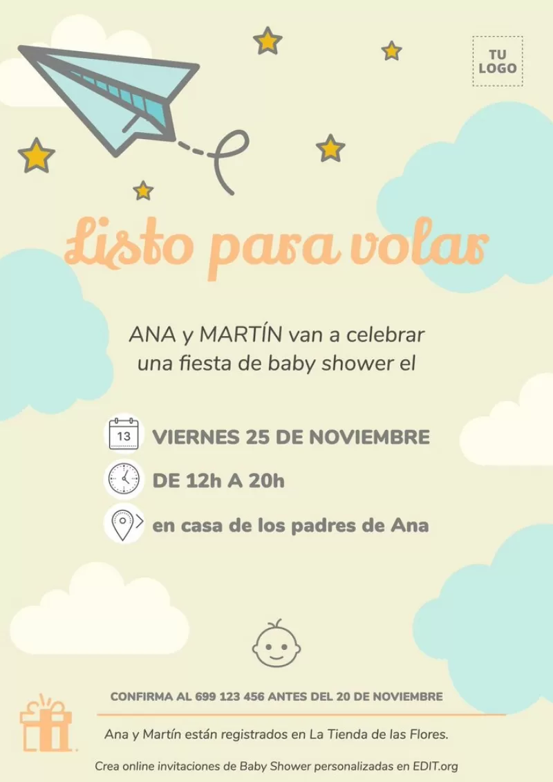 Invitaciones gratuitas personalizables para fiesta de nacimiento bebé