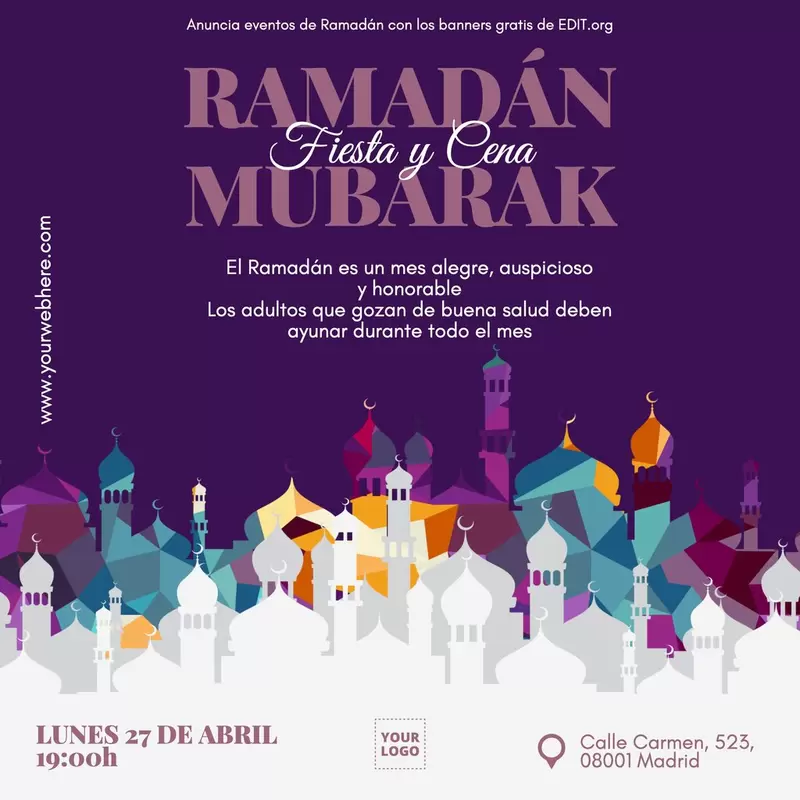Anuncios de eventos de Ramadán para personalizar