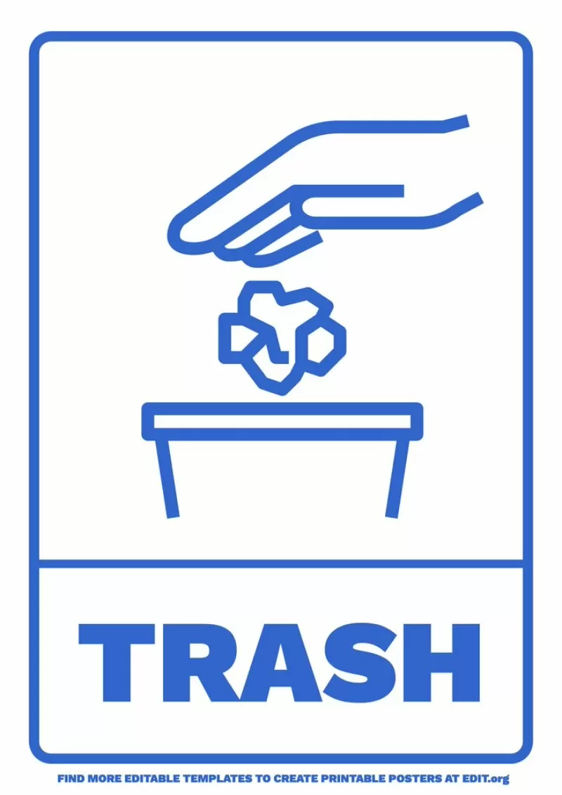 Trash can sign to avoid littering, to customize online for free