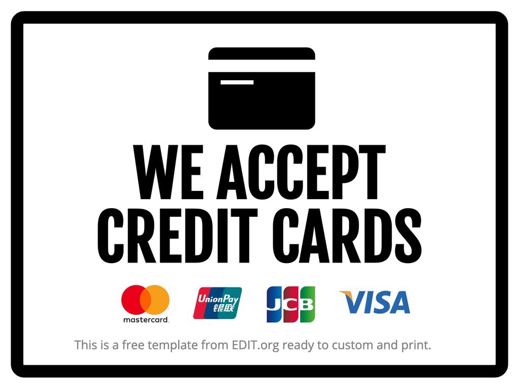 Printable We Accept Credit Card Signs