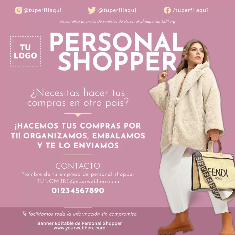 Anuncio de Personal Shopper online para personalizable