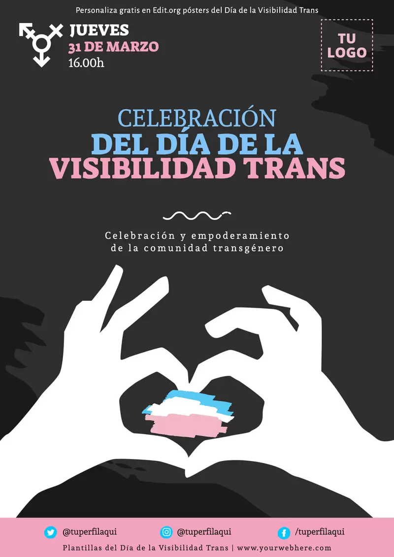 Flyers editables del Día de la Visibilidad Trans