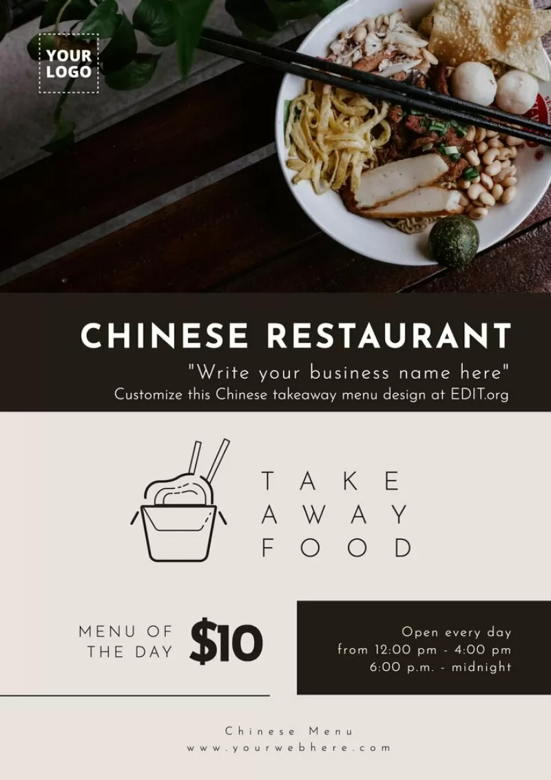 Customizable Chinese take out menu template 