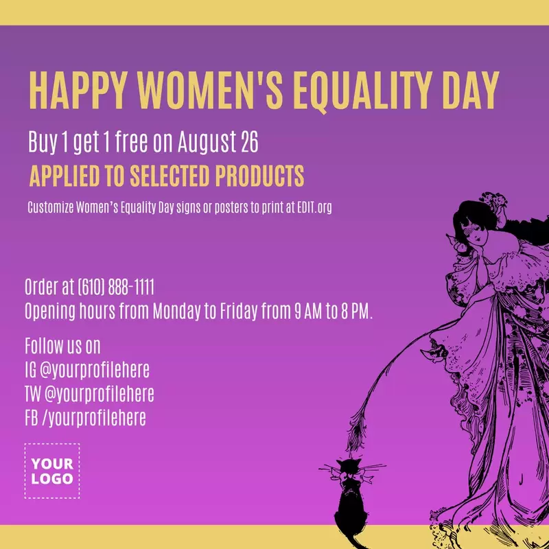 Free banner template for Women's Day on August