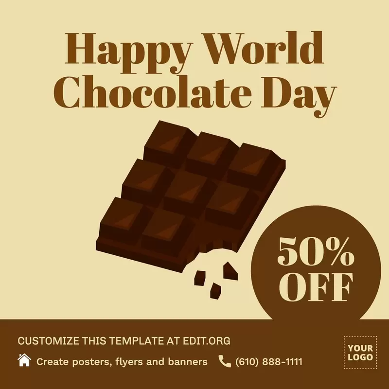 Modello di banner per il Chocolate Day da modificare online gratuitamente