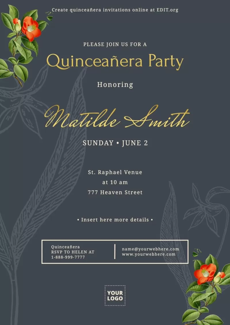 Customizable quinceanera invitation cards
