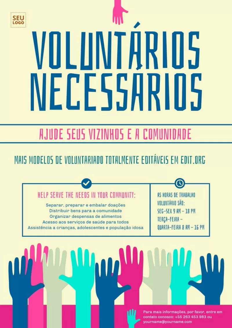 Cartazes e panfletos de Procura-se Voluntários