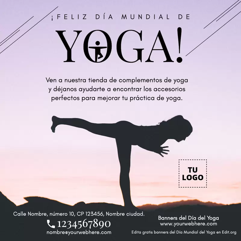 Plantilla del Dia Internacional de la Yoga personalizable