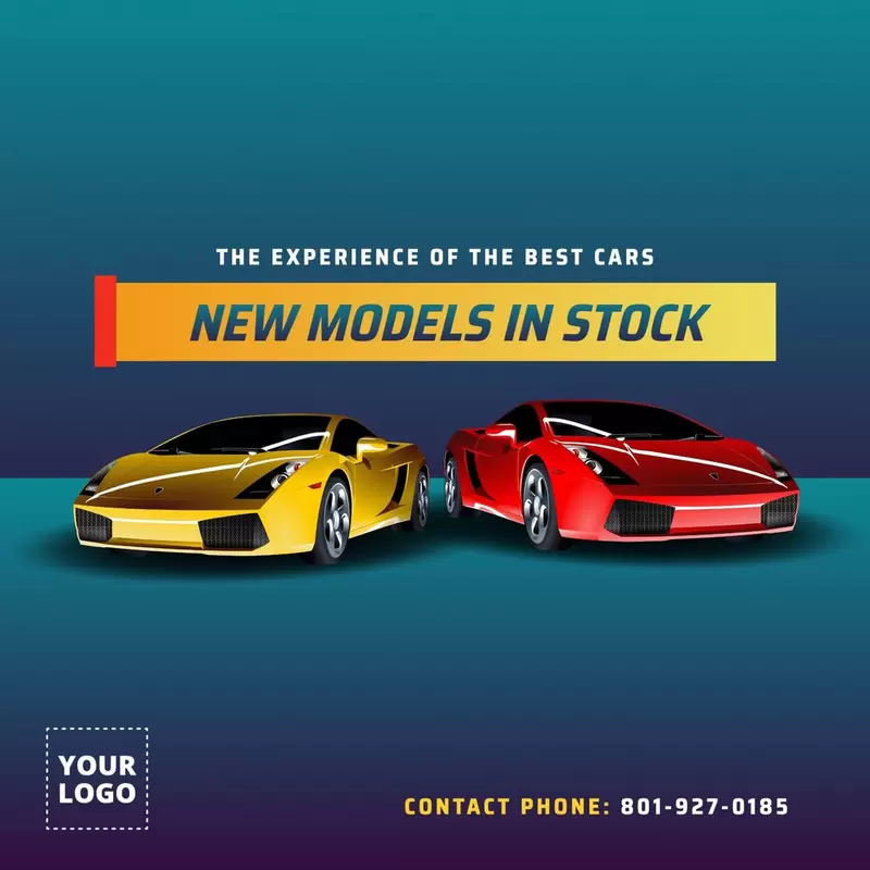 Vorlage für den Autoverkauf: neue Modelle auf Lager