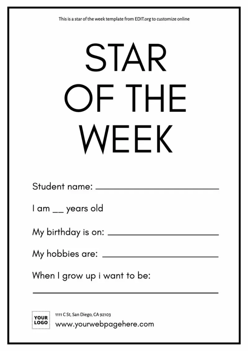 Free Star of the Week poster templates