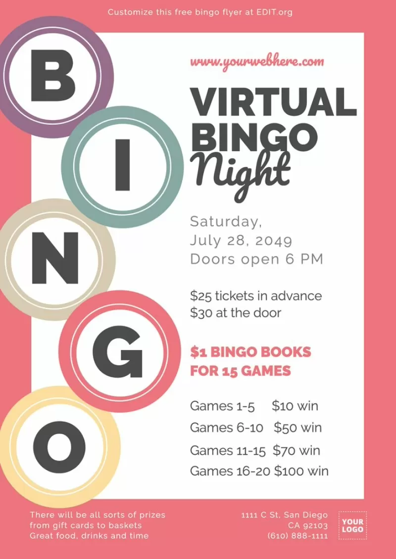 Free virtual bingo flyer template