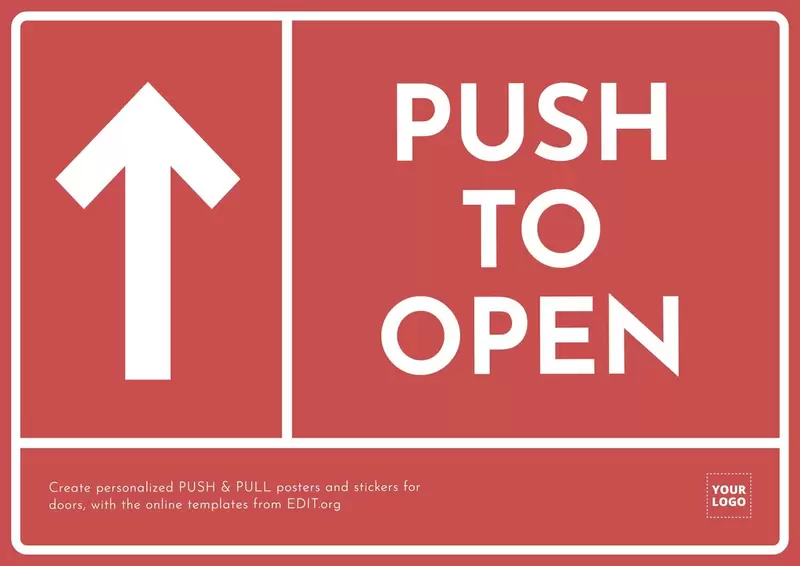 Editable PUSH TO OPEN sign template