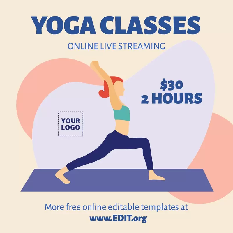 Online and editable template to custom online for free to promote your Yoga Classes