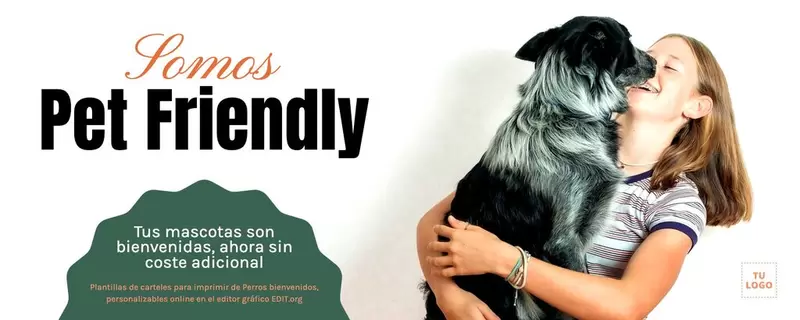 Banner de Somos Pet Friendly para anunciar que las mascotas son bienvenidas, personalizable online gratis