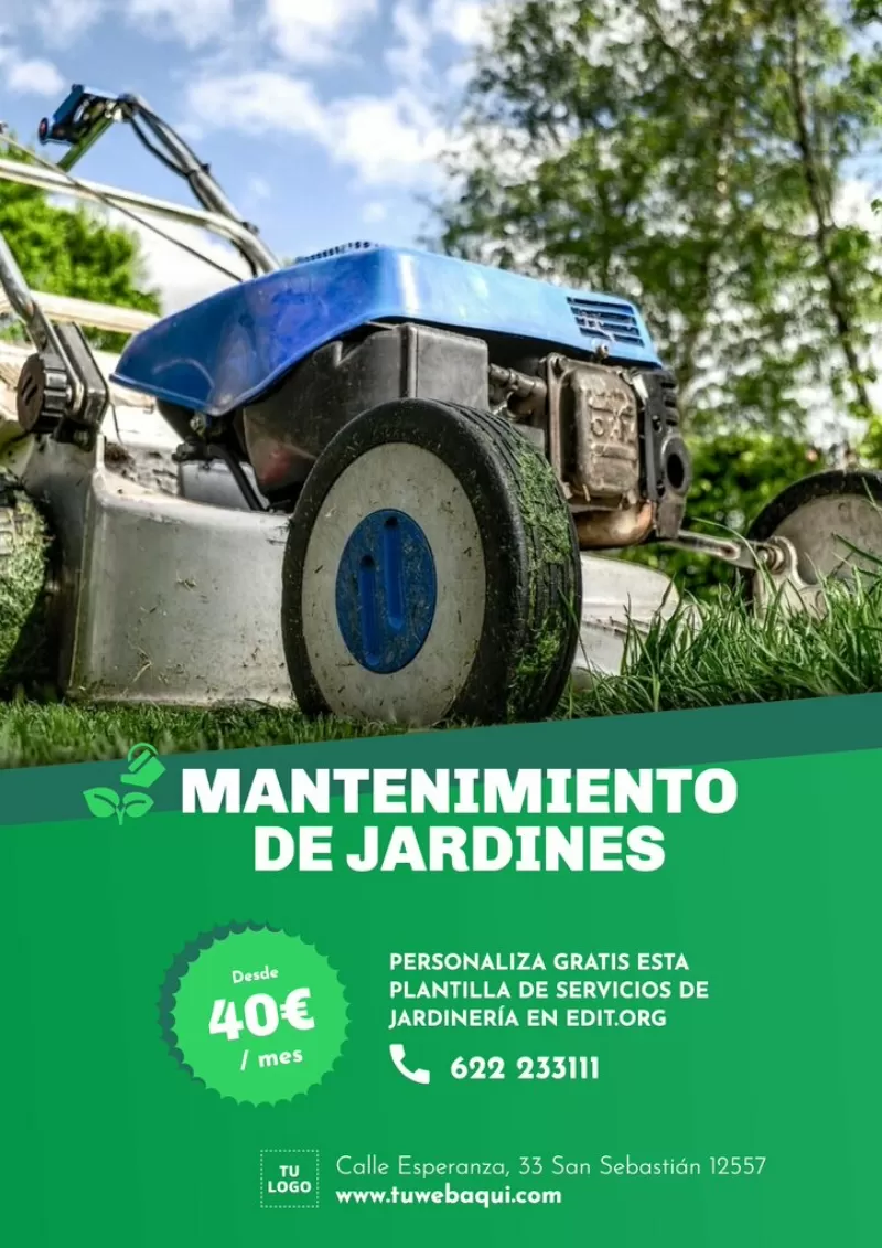 Flyer editables online para promocionar servicios de jardineria