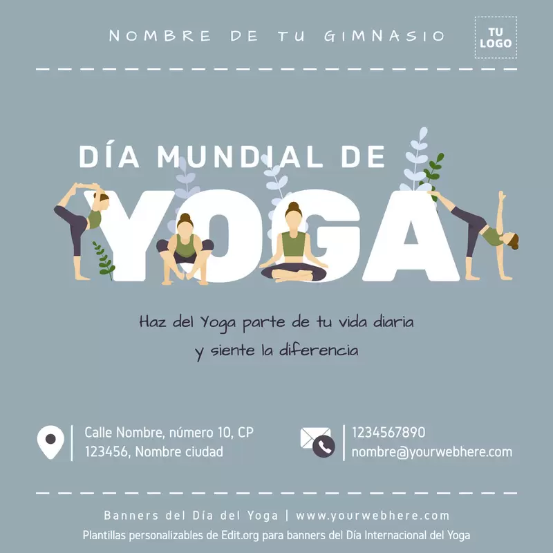 Plantilla del Dia Internacional de Yoga para editar gratis