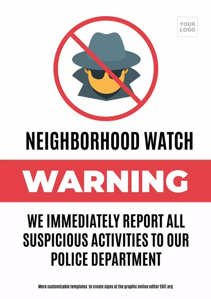 Warning: Neighborhood Crime Watch with Icon Landscape | Creative Safety  Supply