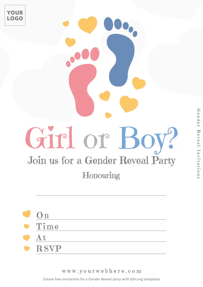 Invitation maker for Gender Reveal party to print