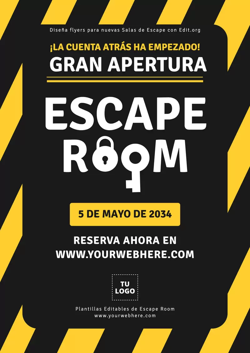 Diseño de póster escape room para editar e imprimir