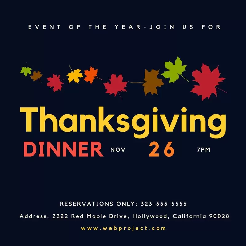 Thanksgiving dinner invitation event of the year