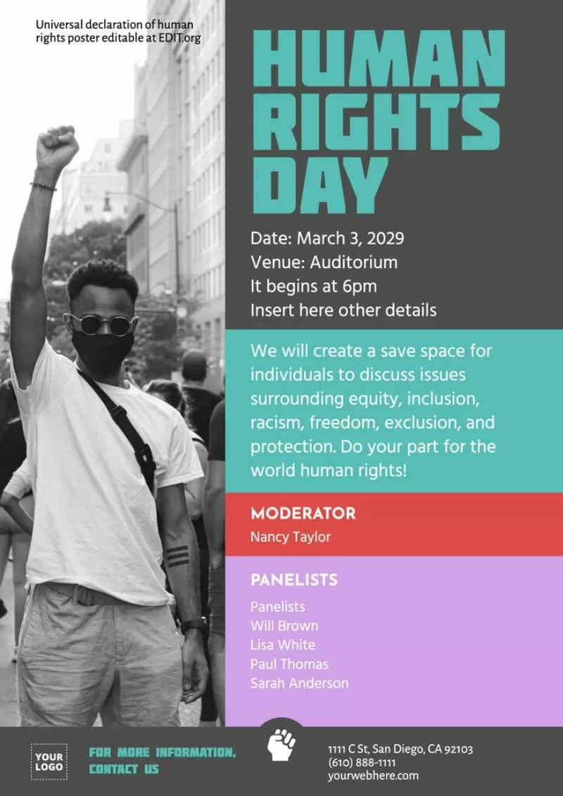 Custom human rights education flyer example