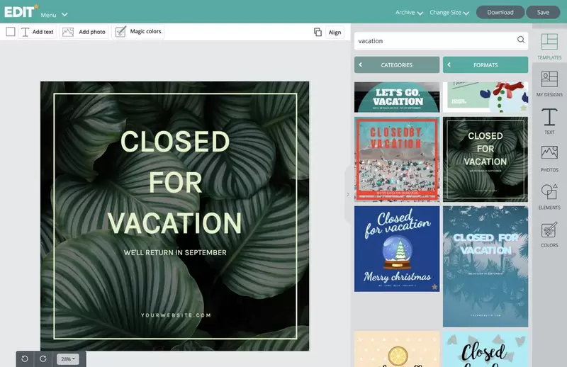 EDIT online grafische editor met duizenden bewerkbare ontwerpen - Gesloten voor vakantie en feestdagen sjablonen