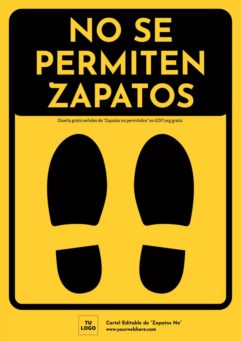 Diseños de carteles de No Zapatos para personalizar