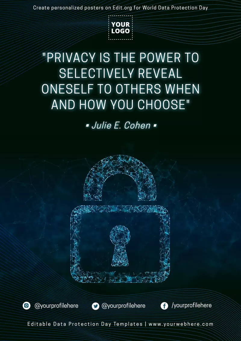 Customizable world privacy day poster design with quotes
