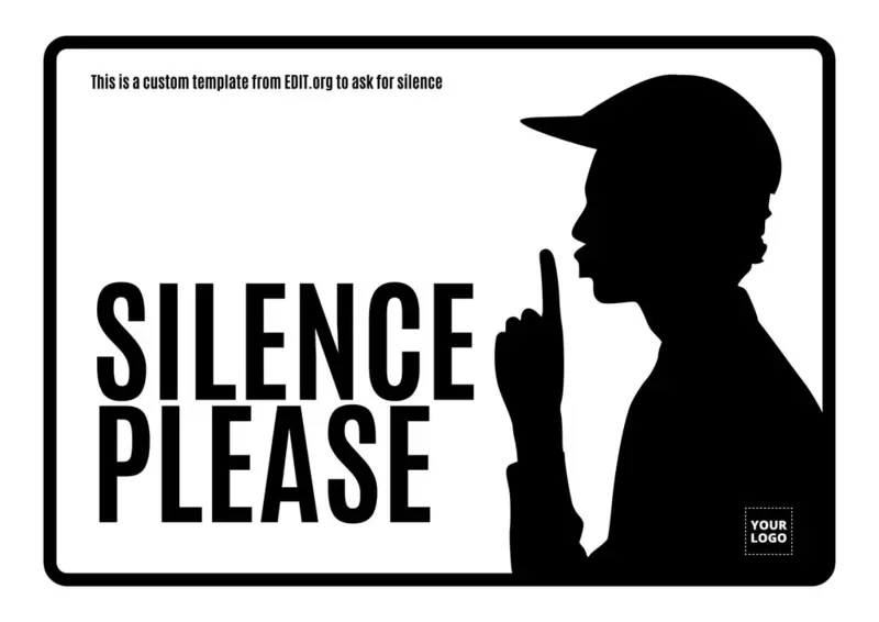 Silence please poster template for library, office or church to edit and print